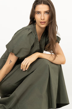 Irina Poplin Blouse - Army