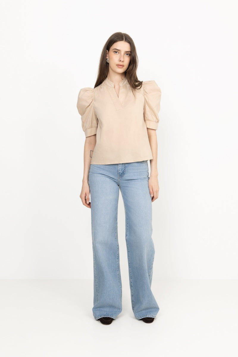 Roella Poplin Blouse - Dark Sand
