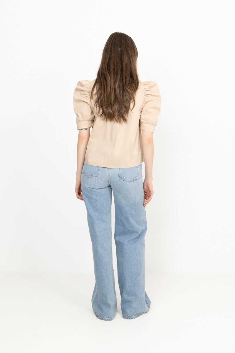 Roella Poplin Blouse - Dark Sand