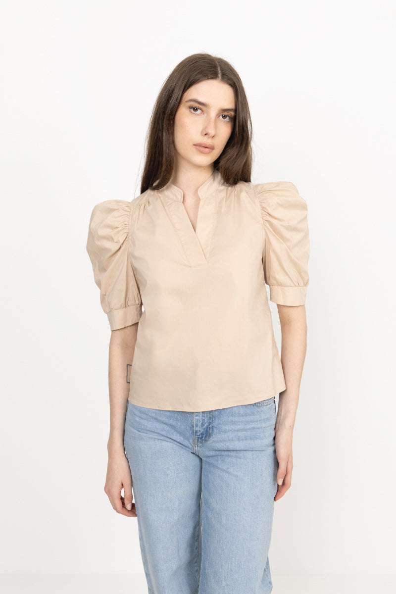 Roella Poplin Blouse - Dark Sand