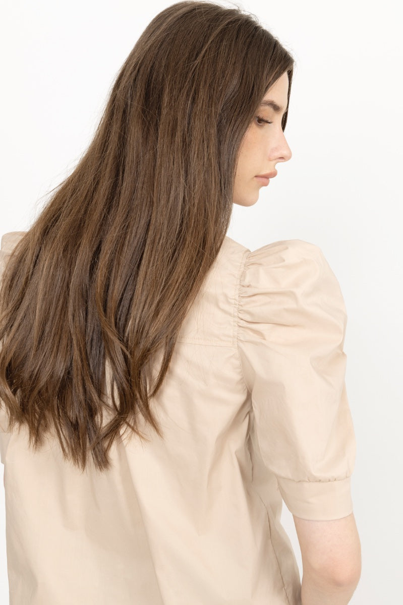 Roella Poplin Blouse - Dark Sand