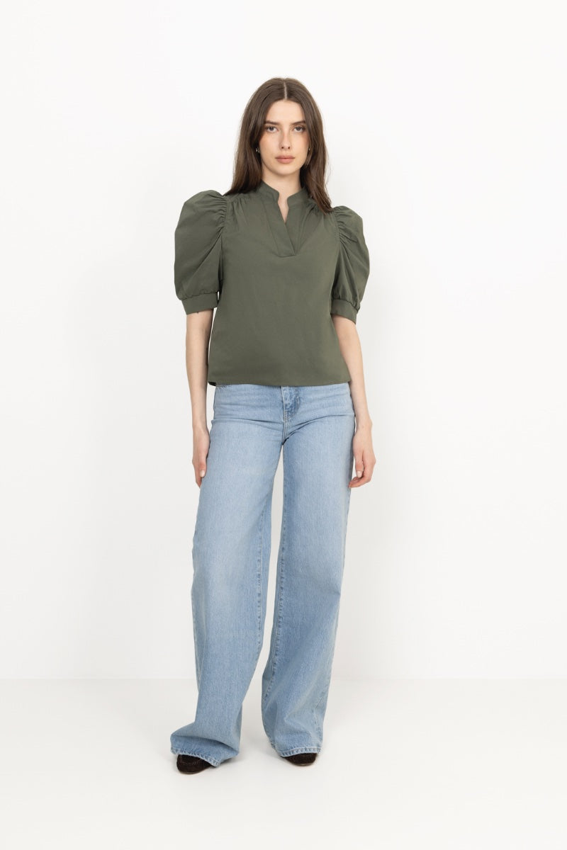 Roella Poplin Blouse - Army