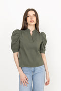 Roella Poplin Blouse - Army