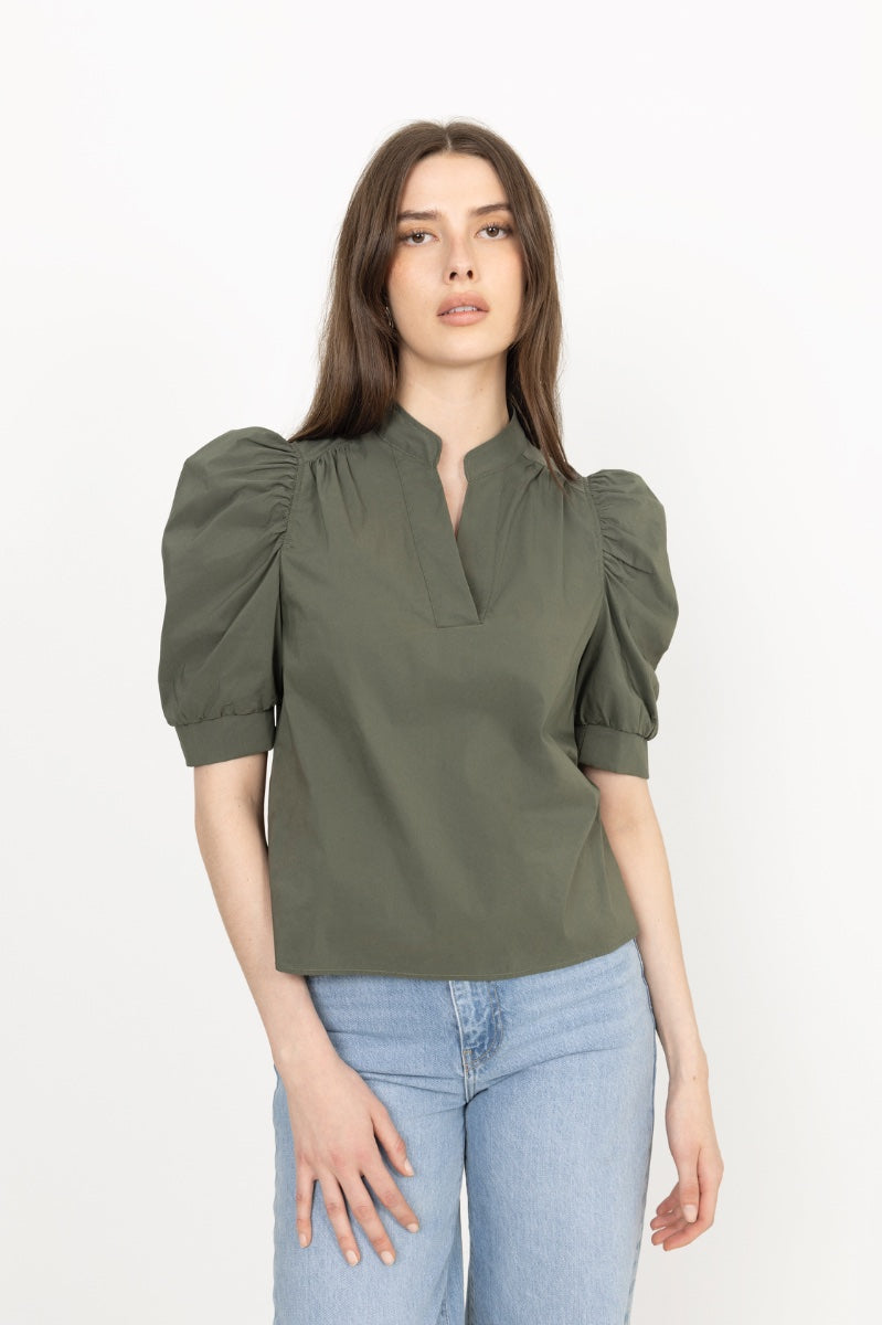 Roella Poplin Blouse - Army