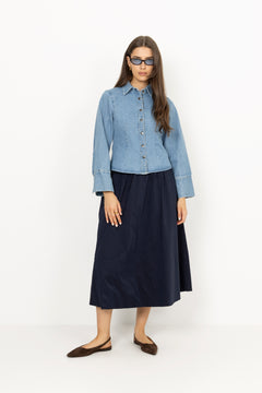 Yara Poplin Skirt - Navy