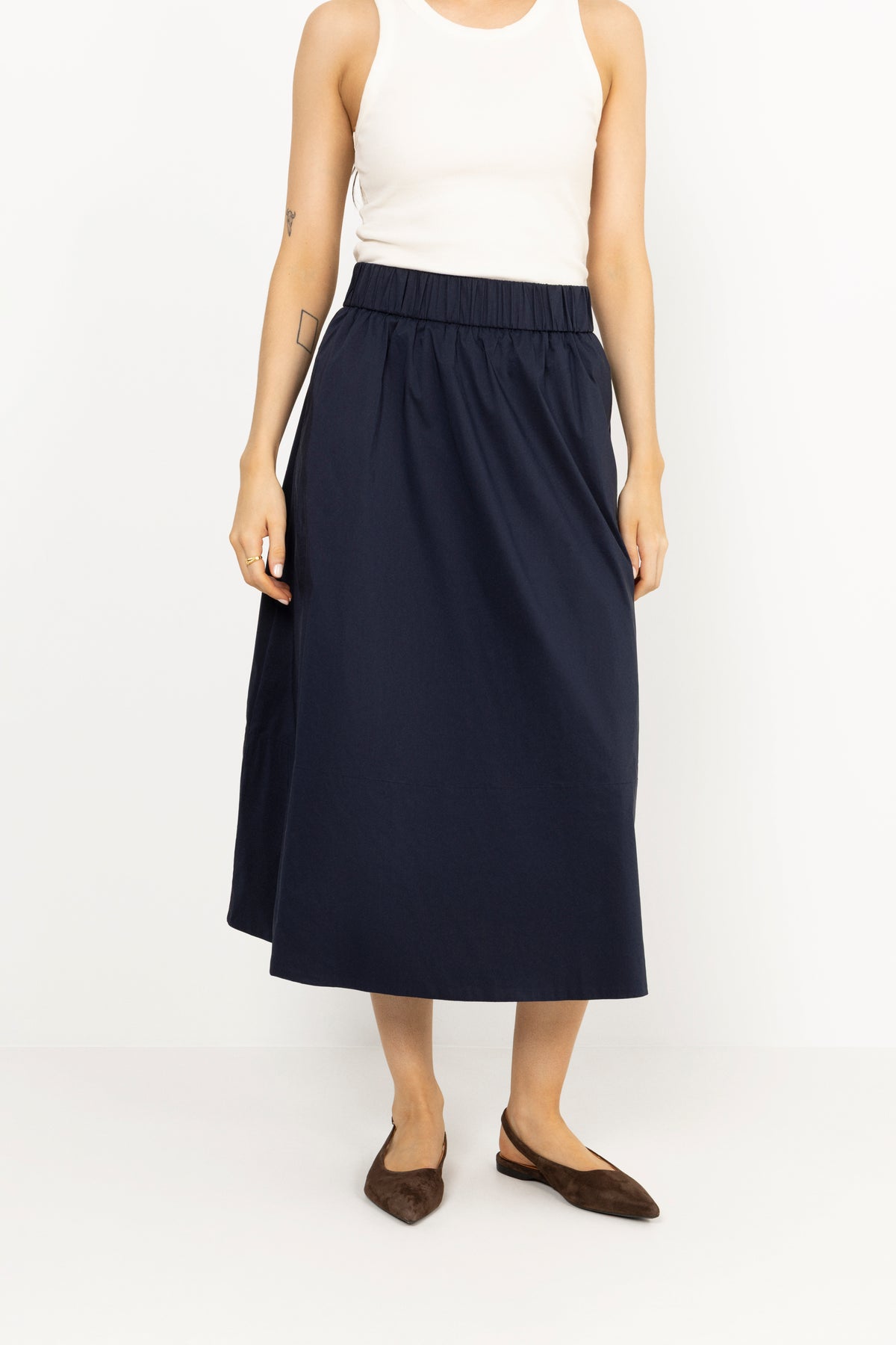 Yara Poplin Skirt - Navy