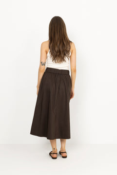 Yara Poplin Skirt - Chocolate Brown