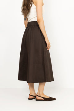 Yara Poplin Skirt - Chocolate Brown