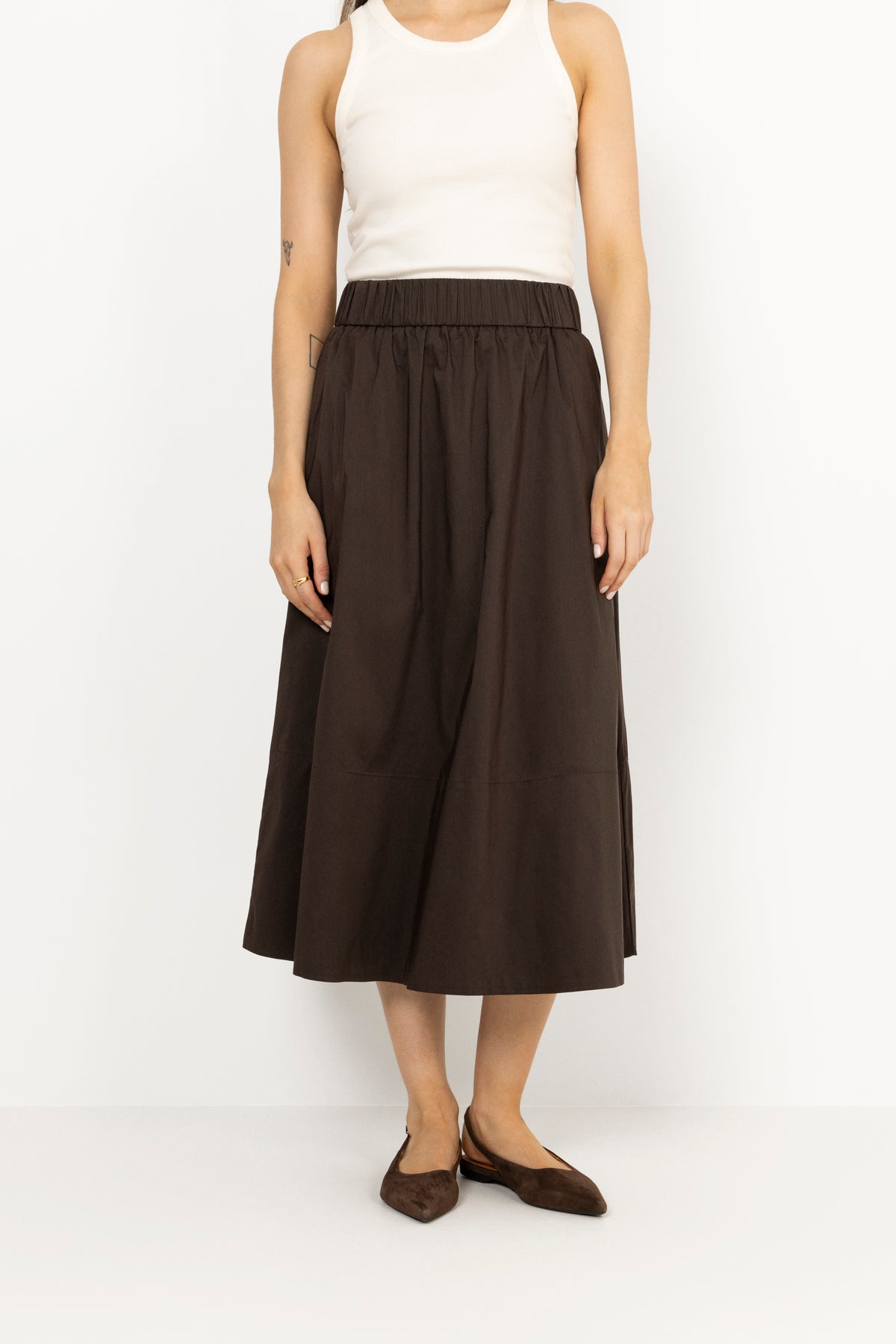 Yara Poplin Skirt - Chocolate Brown