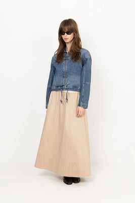 Yara Long Poplin Skirt - Dark Sand