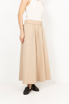 Yara Long Poplin Skirt - Dark Sand