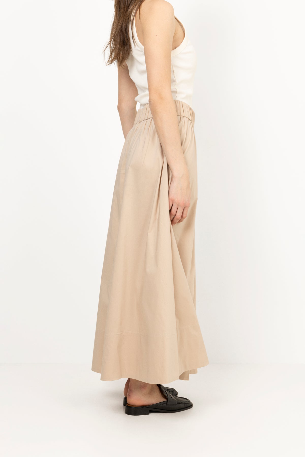 Yara Long Poplin Skirt - Dark Sand