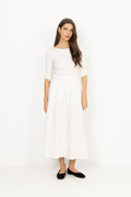 Yara Long Poplin Skirt - White