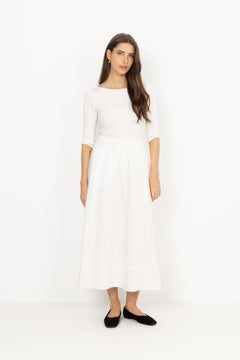 Yara Long Poplin Skirt - White