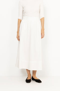 Yara Long Poplin Skirt - White