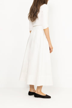 Yara Long Poplin Skirt - White