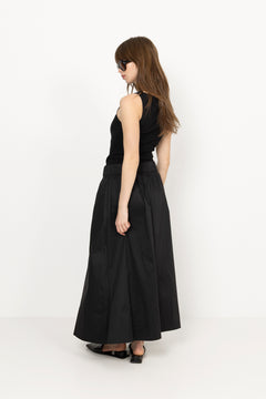 Yara Long Poplin Skirt - Black