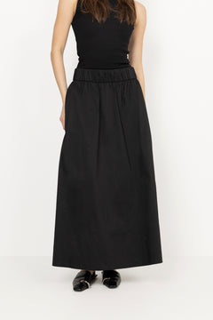 Yara Long Poplin Skirt - Black