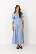 Yara Long Poplin Skirt - Sky Blue