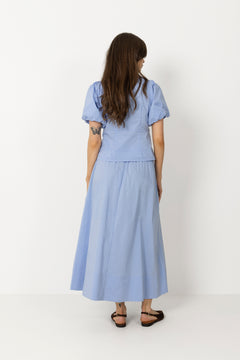 Yara Long Poplin Skirt - Sky Blue