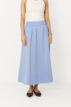 Yara Long Poplin Skirt - Sky Blue