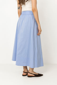 Yara Long Poplin Skirt - Sky Blue