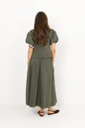 Yara Long Poplin Skirt - Army