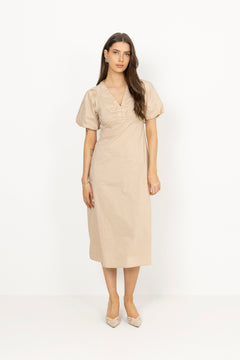 Illana Poplin Dress - Dark Sand