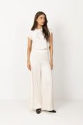 Fleur Drapy Satin Blouse - Off White