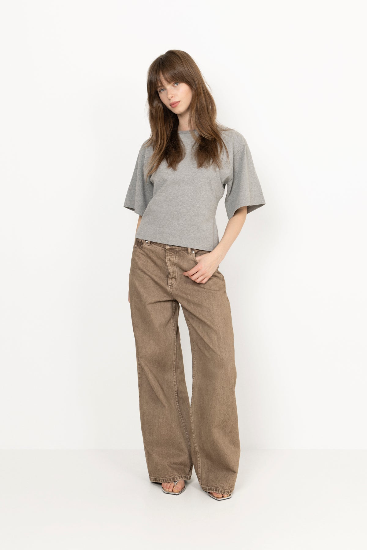 Asha Boxy Tee - Grey Melange