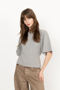 Asha Boxy Tee - Grey Melange