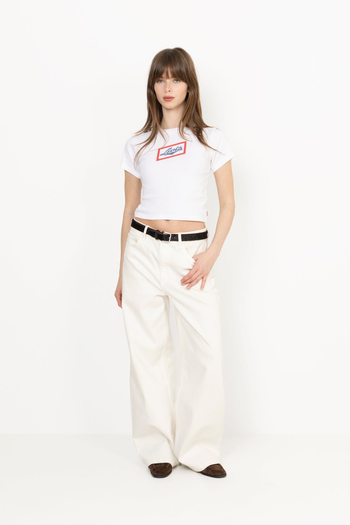 Gr Essential Sporty Tee - Vintage Levis Logo - Shine Bright White