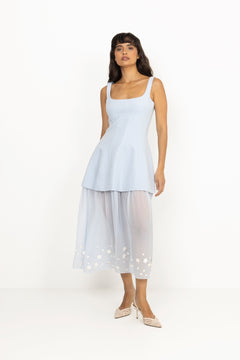 Elevated Bustier Dress - Light Blue Bloom