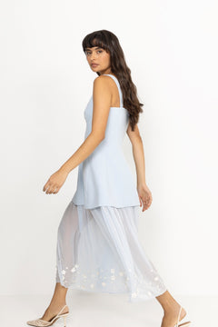 Elevated Bustier Dress - Light Blue Bloom