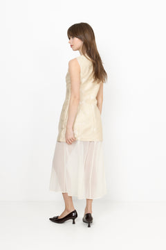 Waistcoat Tailored Midi Dress - Porcelain Cream