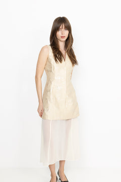 Waistcoat Tailored Midi Dress - Porcelain Cream