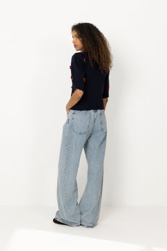 Bobble Knit Polo Cardigan - Cherries Bobble