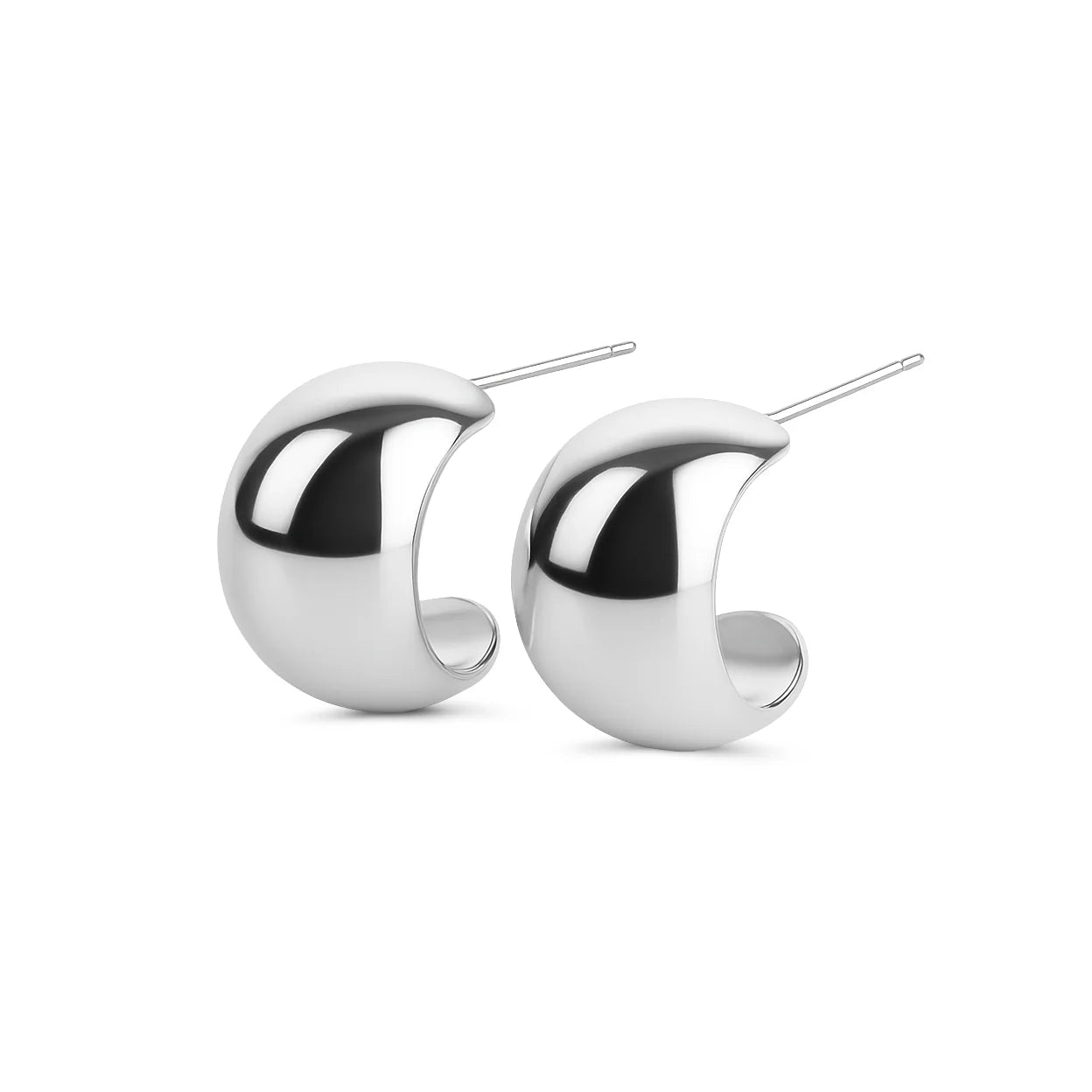 Selena Chunky Stud Earrings - Silver