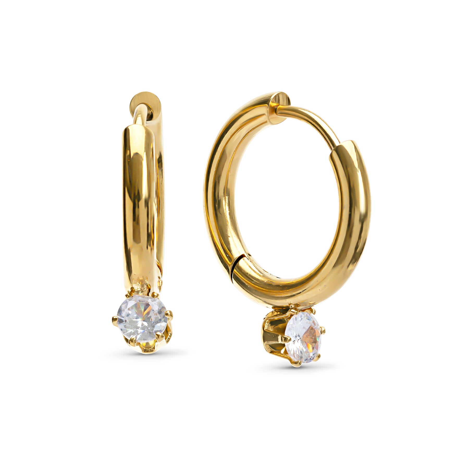 Oline Crystal Hoop Earrings - Gold
