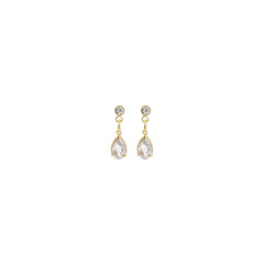 Roslyn Crystal Stud Earrings - Gold