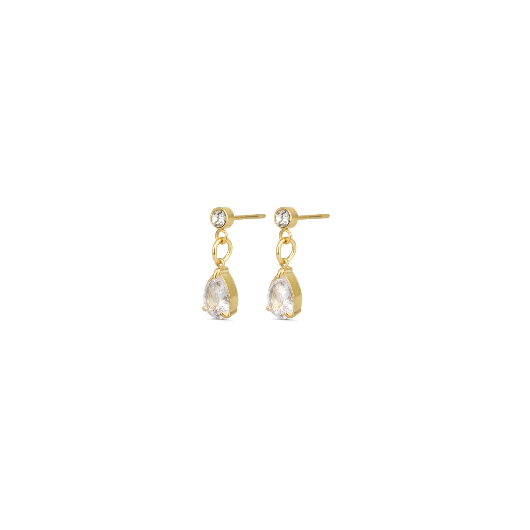 Roslyn Crystal Stud Earrings - Gold