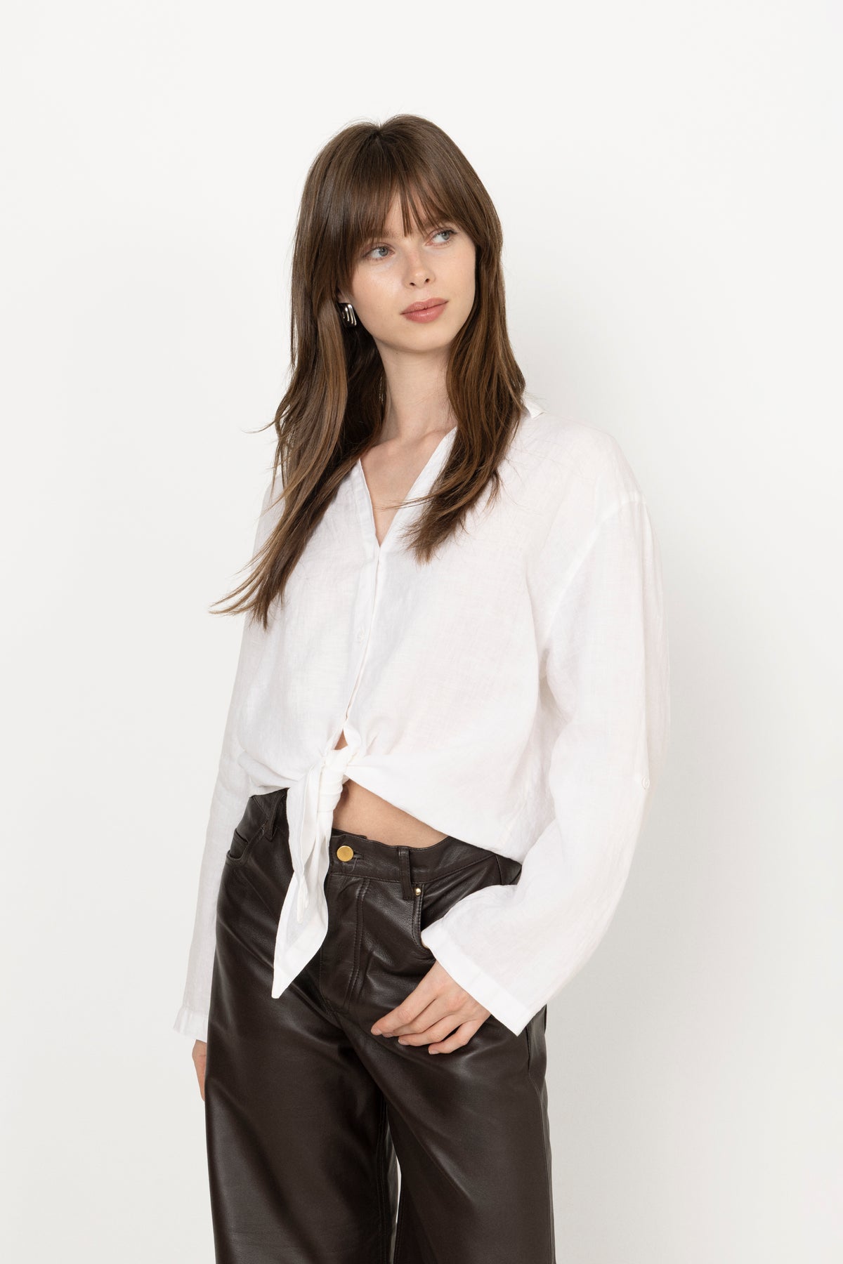 Pia - Linen Shirt - White