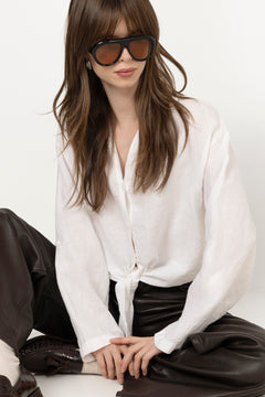 Pia - Linen Shirt - White