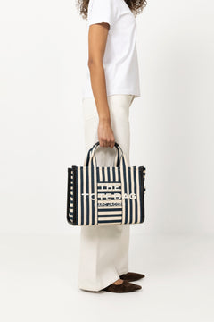 The Stripe Canvas Medium Tote - Blue Sea Multi