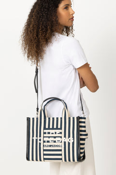 The Stripe Canvas Medium Tote - Blue Sea Multi