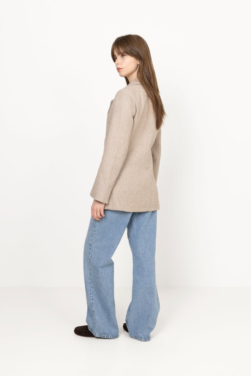 Bowie Herringbone S Blazer - Sand