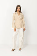 Carmia Melange Tie Blazer - Beige Melange