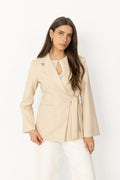 Carmia Melange Tie Blazer - Beige Melange