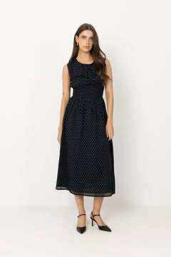 Myrna Dot Dress - Black