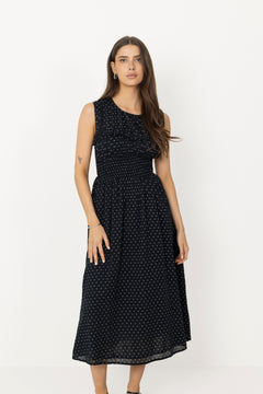 Myrna Dot Dress - Black